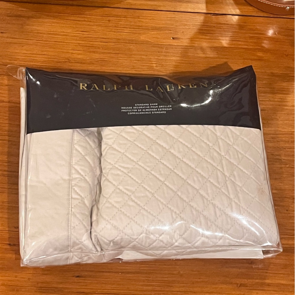 Ralph Lauren Wyatt Vintage Silver Standard Pillow Sham new open package quilted